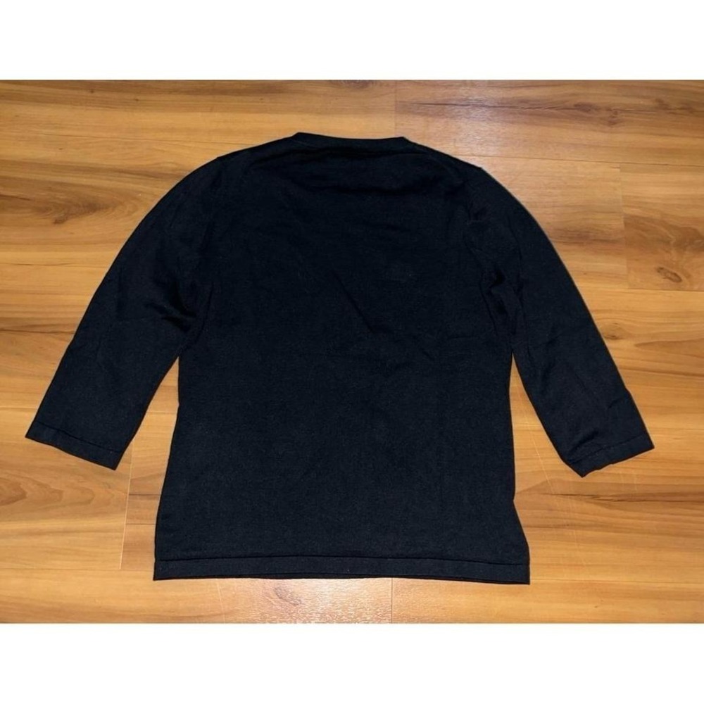 Banana Republic Silk Blend Solid Black Stretch Minimalist‎ 3/4 Sleeve Sweater - Picture 2 of 6
